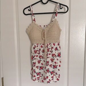 No Boundaries Cream Floral Crochet Bohemian Padded Camisole Top